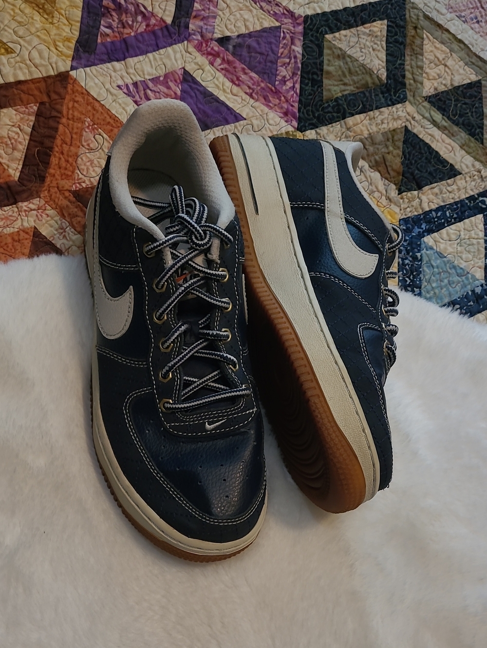 Nike Air Force One Blue Obsidian White Bone 2015 Casual Shoes Youth 6.5
